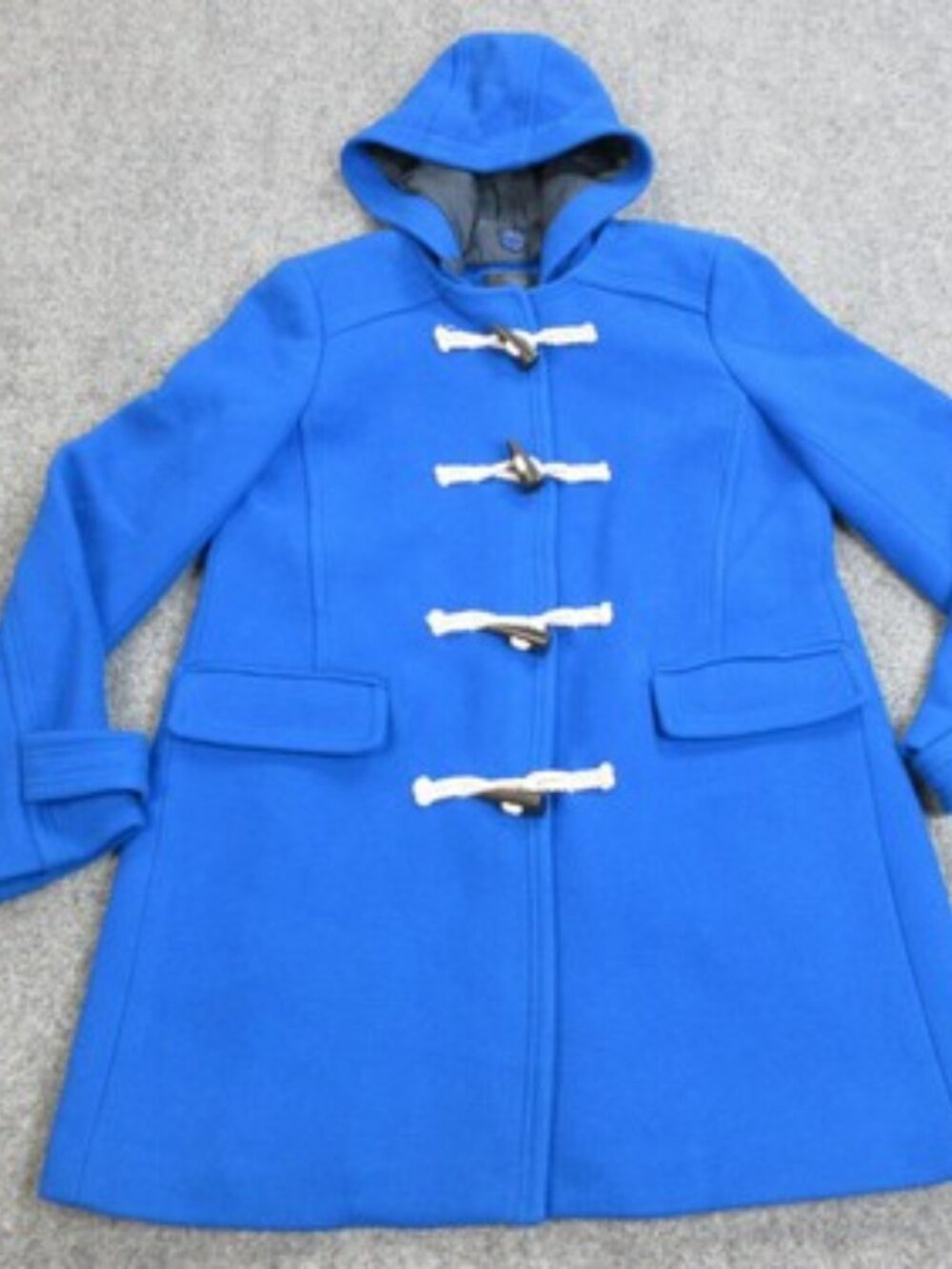 J.Crew Coat Womens 10 Blue Hooded Duffle Toggle Lined Italian Wool Style G8902